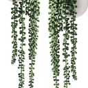 Tiita Artificial Succulents Hanging Plants, Faux String of Pearls Plants for Home Office Accessories Window Sill Bathroom Bedroom Fake in White Ceramic Pots, Set of 2