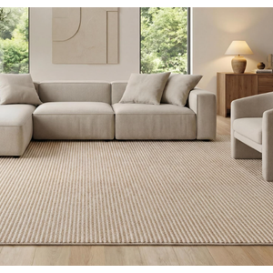 Bedsure 8x10 Faux Wool Area Rugs for Living Room, Machine Washable Carpet, Non-Slip Backing, Pet Friendly Throw Rug for Bedroom Dining Room, Natural Ivory