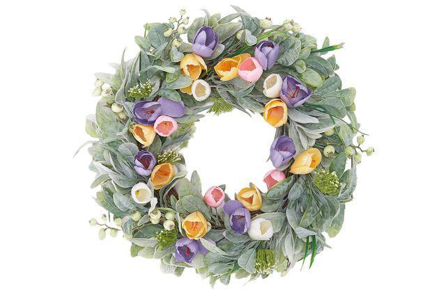Caracaleap Spring Flower Door Wreath, Berry's, Flowers, and leaves