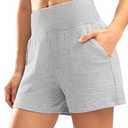 Soothfeel Women's Modal Soft Sweat Shorts High Waisted Comfy Summer Athletic Casual Lounge Shorts for Women with Pockets, Heather Light Grey, Small