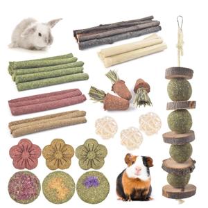 ERKOON Bunny Toys Boredom,  Bunnies Timothy Hay Sticks Carrots Rose Grass Cake Dental Care, Molar, Chinchillas Toy Chew Toy, Guinea Pigs, Hamsters, Chinchilla, Rabbit Chew Toys for Teeth