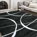 YIHOUSE Alfombra de rea 6x9 Black Curve