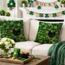 St Patricks Day Throw Pillow Covers 20x20 Inch, Black Cat Shamrock Green Spring Cushion Case Decoration Farmhouse Holiday Outdoor Spring Lumbar Cushion Cases Decor for Sofa Couch Indoor