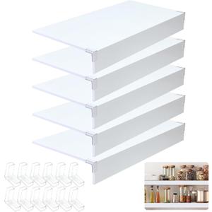 5 PCS Wire Shelf Covers,40*16 Wire Rack Covers for Shelves,0.31in Thick PVC Wood-Look Faux Shelf Cover for Wires Shelving,Moisture Resistant Durable,Easy to Cut Install,Shelves Cover for Pantry Closet