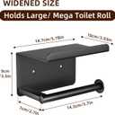 Adhesive Toilet Paper Holder with Shelf, Stainless Steel, Black