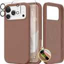 GONEZ Magnetic for iPhone 17 Pro Case, Compatible with MagSafe, [Screen Protector + Camera Lens Protector], Liquid Silicone Anti-Scratch Shockproof Protective Phone Case 6.3 inch, Brown