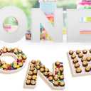 3PCS Larger Charcuterie Letter 12 ONE fillable Tray, Baby Serving Trays for Food, Wood Letter Chocolate Candy Tray for Baby Shower Party Favors (ONE- White)