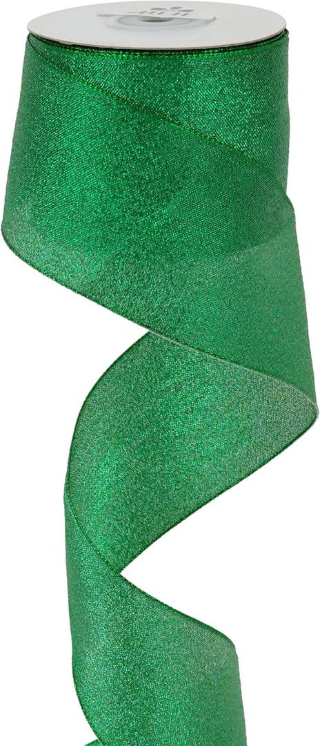 MEEDEE Green Wired Ribbon 2.5 Inch Green Metallic Ribbon 10 Yards Spool Metallic Christmas Ribbon Emerald Green Ribbon for Christmas Tree, Gift Wrapping, Wreaths, Crafts, Bows Making