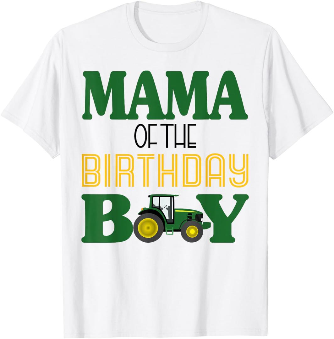 Mama of The Birthday for Boy Farm Tractor Family Party T-Shirt (Small)