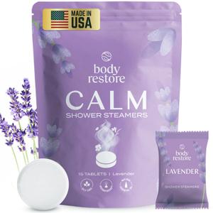 Body Restore Shower Steamers Aromatherapy 15 Pack - Mothers Day Gifts for Mom, Grandma, Birthday Gift for Dad, Daughter, Best Friend, Travel Essentials, Stress Relief, Self Care, Bath Bombs - Lavender (15 Count (Pack of 1))