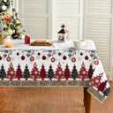 Horaldaily Christmas Tablecloth 60×84 Inch Rectangular, Christmas Ball Ornaments Pine Snow Washable Table Cover for Party Picnic Dinner Decor