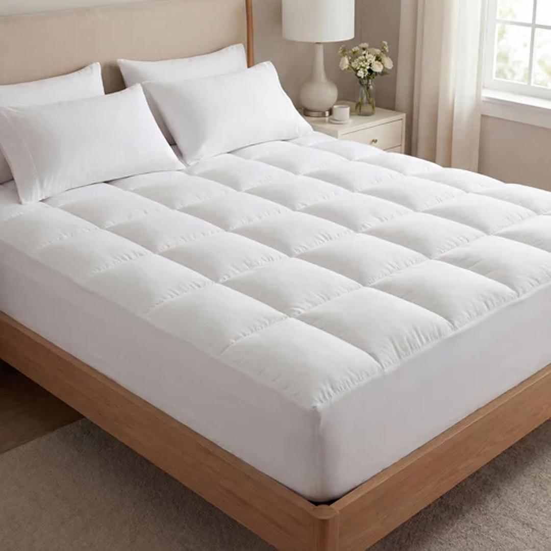 Premium Quilted 1000GSM Luxury Extra Thick Mattress Topper - Breathable & Fluffy Soft, with 8-21 inch Deep Pocket, Hotel-Style Plush Top, Overfilled Luxury Bed Topper (White, King)