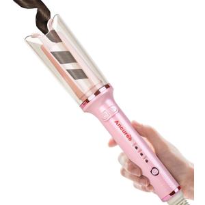 Automatic Curling Iron Rotating,Anti-Tangle Rotating Curling Wand, Quick Hair Curler, Anti-Scald Curler with Auto Shut-Off for Hair Styling (Pink)