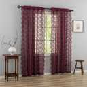 Burgundy Curtains 84 inches Long Vintage Elegant Floral Maroon Sheer Curtains Timeless Lace Christmas Curtains for Living Room Bedroom Privacy 7 FT 52 in. W x 84 in. L (Set of 2) Deep Merlot