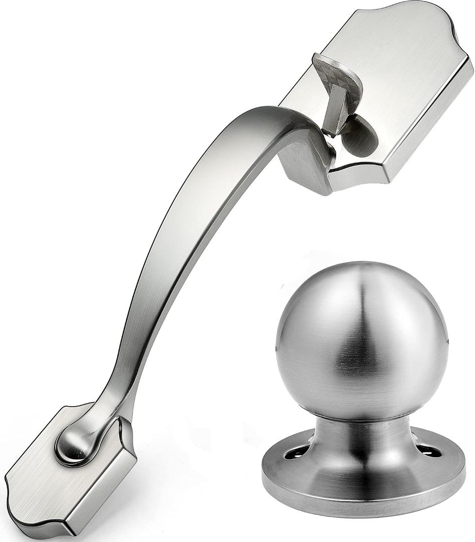 Voltstorm Lower Half Front Entry Handleset with Knob - Front Door Handle 304 Stainless Steel Silver Exterior Door Handle Lock Set