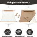 CHULIM Outdoor Double Hammock with Hardwood Spreader Bars, Large Rope Hammock with Polyester Pad and Pillow, 475 LBS Capacity for 2 Person Patio Backyard Poolside - Tan