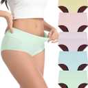 CAOZITOU Women's Incontinence Underwear, 100ml Leak-Proof Period High Waisted Brief Heavy Flow Bladder Leak Washable Cotton 5 Pack (Multicolor02, Large)