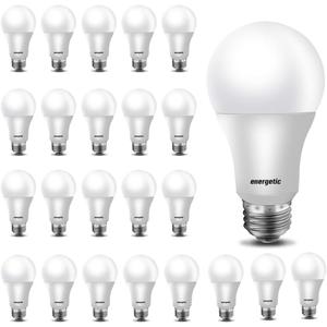 Energetic 24 Pack A19 LED Light Bulb, 40 Watt Equivalent Warm White 3000K, E26 Standard Base, ETL Listed, Non-Dimmable LED Light Bulb