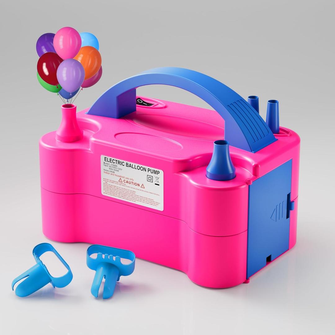 Balloon Pump - Electric Dual Nozzle Air Pump for Balloon, Portable Balloon Blower Save Time and Effort, Balloon Inflator for Parties and Decorations - 110V-120V, 600W
