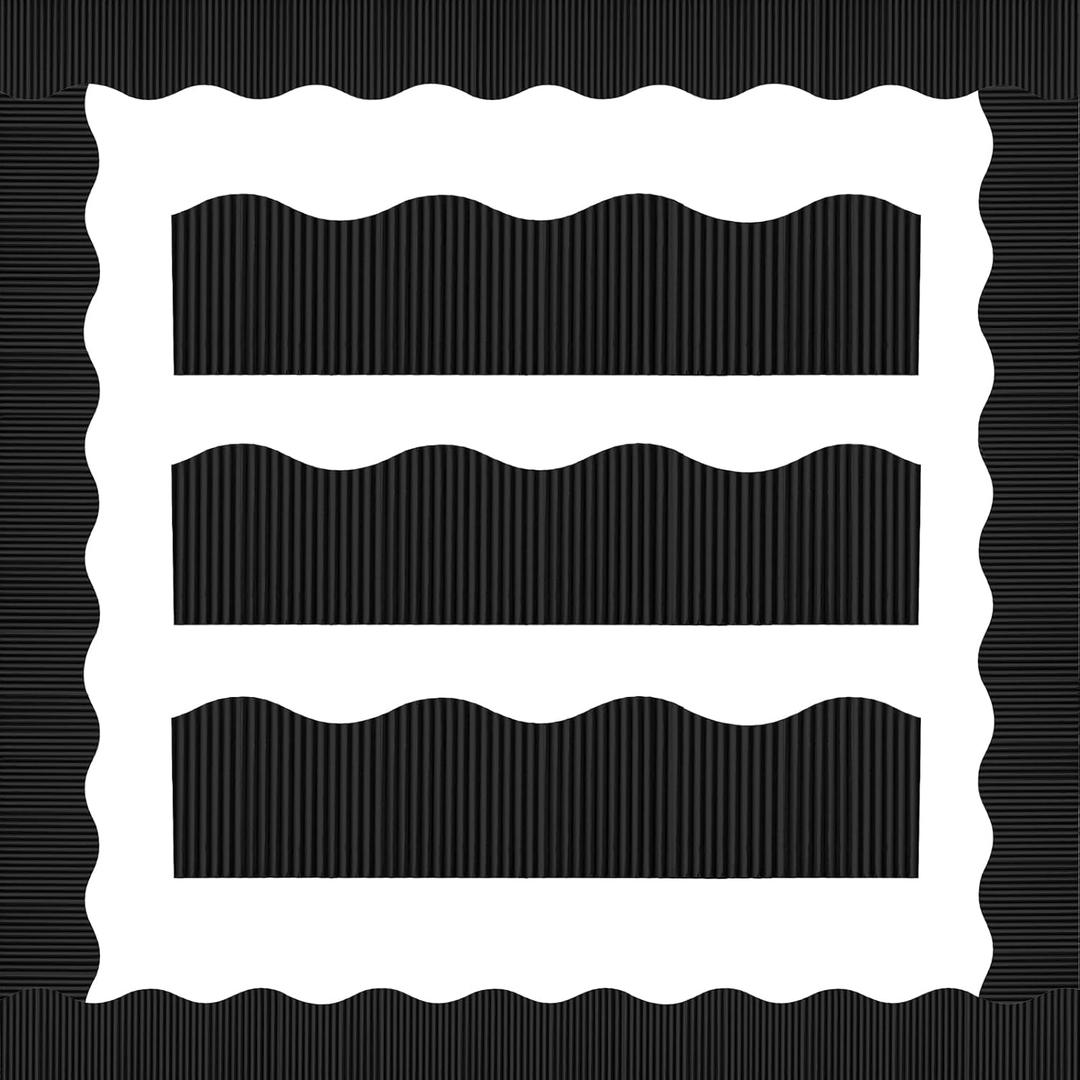 Containlol Classroom Bulletin Board Decoration, Corrugated Paper Ribbed Borders, Poster Board Borders for School Classroom Office Chalkboard Whiteboard Cork Wall Decor(Black,118ft)