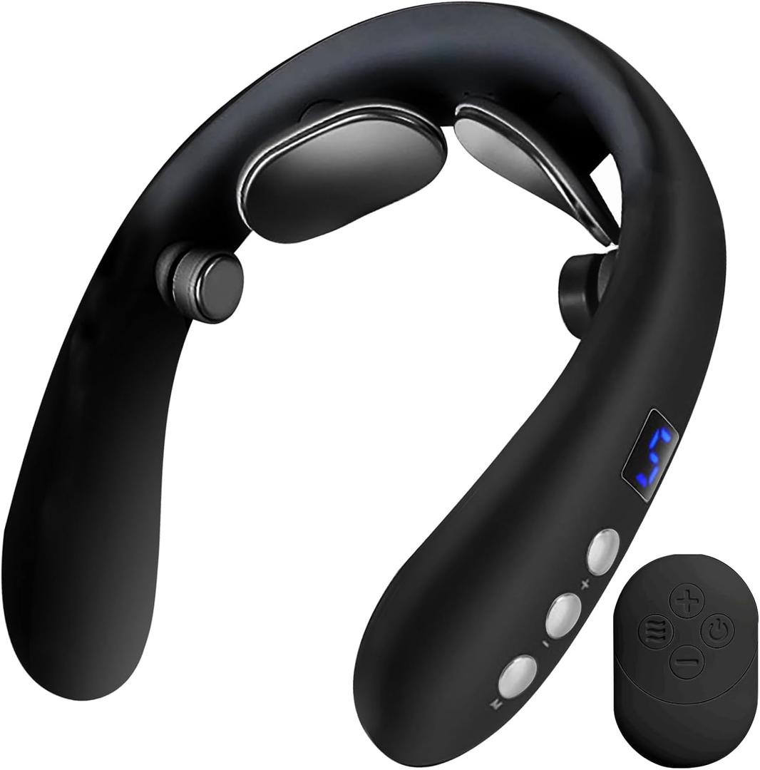 Electric Neck Massager with Heat - 10 Modes & 16 Levels, Portable for Travel, Perfect for RelaxationBlack