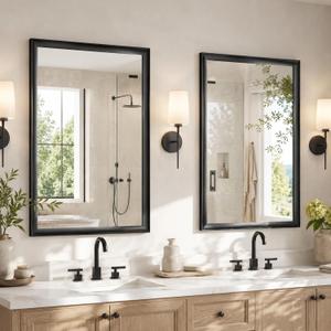 USHOWER 2 Pack 24x36 Inch Black Bathroom Mirrors for Over Sink