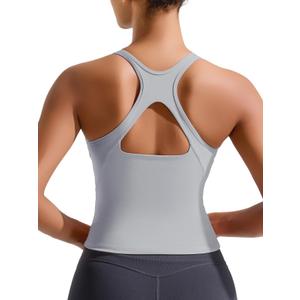 RUNNING GIRL Workout Sports Bras for Women High Impact, Racerback Molded Cup Yoga Tops with Removable Pads(3073_Grey_XXL)