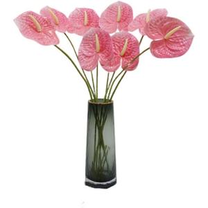 8 Pcs 23-5/8 inch Artificial Anthurium Flowers Real Touch Fake Flower for Table Centerpieces Arrangement and Bridal Wedding Festival Decor Flower Arrangement (Pink)