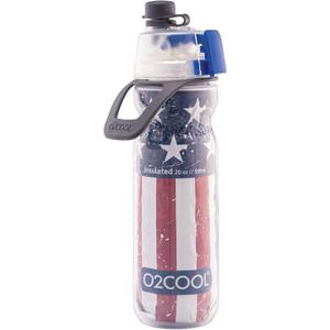 O2COOL Mist 'N Sip Misting Water Bottle 2-in-1 Mist And Sip Function With No Leak Pull Top Spout Reusable Sports Water Bottle - 20 oz (Patriot)
