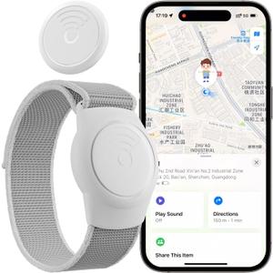 GPS Tracker for Kids, Teen, Special Needs, Elderly, Real-Time GPS Tracker Works with Find My (iOS Only) APP, Mini Hidden Tracker for Kids for iOS, Waterproof Tracking Device for Kids, No Monthly Fee (Black)