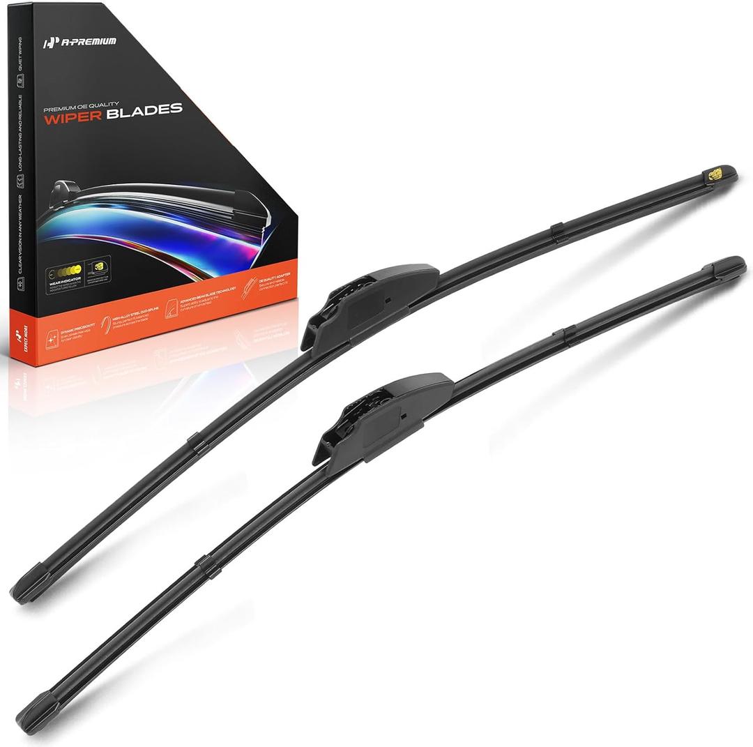 A-Premium 20" + 20" Windshield Wiper Blades Compatible with Dodge Ram 1500 2500 3500 Pickup 1994-2001, Dakota 1997-2001, Durango 1998-2001 - Fits J-Hook Wiper Arm, w/Wear Indicator & Towel (Pack of 2)