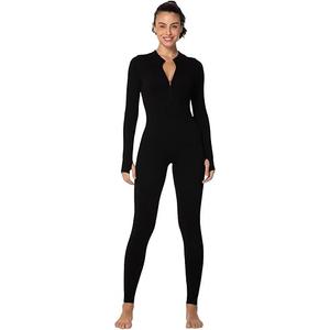 Sunzel Long Sleeve Jumpsuits for Women, Ribbed One Piece Casual Yoga Workout Zip Front, M