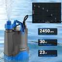 Submersible Water Pump, 1/3 HP 2450GPH Utility Pump Thermoplastic Electric Portable Transfer Water Pump for Swimming Pool Basement Flood Garden Pond Draining, Blue