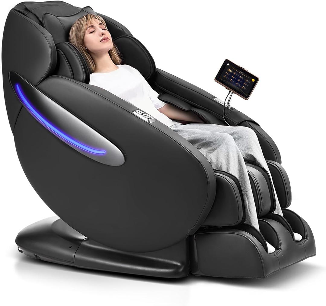 MYNTA Massage Chair Full Body, Zero Gravity SL-Track Shiatsu Massage Chairs Recliner with Voice Control, Calf Roller and Thai Stretch Heating, Ideal for Tall Men, MC3100 (Black)