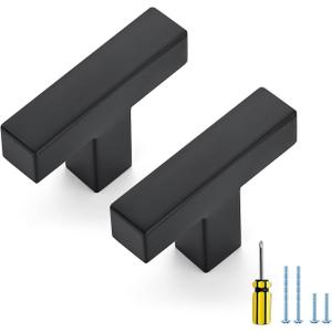 Ravinte 3 Pack Black Cabinet Pulls Single Hole Square Kitchen Cabinet Handles Matte Black Kitchen Hardware for Drawer Pulls Drawer Handles Come with Screwdriver