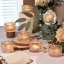24 pcs Tealight Gold Candle Holders, Votive Tea Light Candle Holder Glass for Gold Centerpieces Fall Wedding Table Decor, Party Supplies, Home Decor