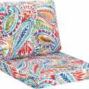 JMGBird Outdoor Cushion Tufted Pillow, Deep Seat Outdoor Chair Cushion Set 22"x22" Patio Cushions for Outdoor Furniture (Paisley Patten)