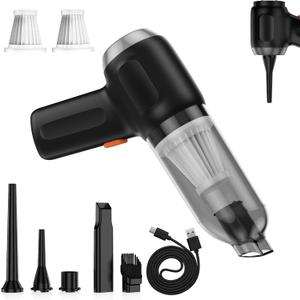 Fanisic Mini Car Vacuum, Cordless Handheld Vacuum Cleaner Rechargeable, 15000PA Strong Suction, 3 in1 Dust Buster/Air Blower/Hand Pump for Car/Keyboard/Home/Office, Inflate/Deflate Swim Ring (Dark Ink)
