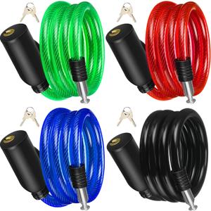 Yexiya 10 Pcs Bike Locks Bulk, Each Anti Theft Bicycle Lock Cable with 2 Keys, 3.4 FT Long Bike Cable Lock for Protecting Bicycle, Electric Scooter, Motorcycle, Scooter, Fence, Toolbox, 4 Colors