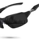 Polarized Sports Sunglasses for Men Women Wrap Around Half Frame Cycling Fishing Bike Running Sun Glasses UV Protection (Matte Black Frame/Gray Lens)