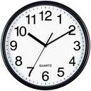 Bernhard Products Black Wall Clock, Large 13-Inch Silent Non Ticking Quartz Battery Operated Round Easy to Read Classroom/Home/School/Office Clock
