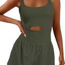 YOAKUKA Womens Workout Rompers Running Outfits Padded Bra Tennis Exercise Jumpsuits Gym Clothes (Medium, Dark Grey)