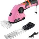 WORKPRO Pink Cordless Grass Shear & Shrubbery Trimmer - 2 in 1 Handheld Hedge Trimmer 7.2V Electric Grass Trimmer Hedge Shears/Grass Cutter 2.0Ah Rechargeable Lithium-Ion Battery - Pink Ribbon
