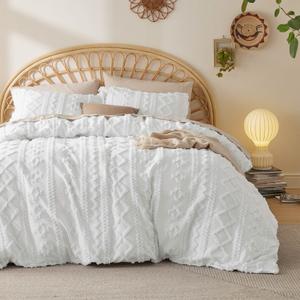 Bedsure Boho Duvet Cover Set- Twin / White