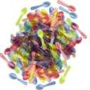 Mini Taster Spoons - Clear Plastic - Blue, Pink, Green, Yellow, Orange - 150 Pack by Outside the Box Papers