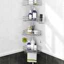 SEIRIONE Corner Shower Caddy Tension Pole, Quick Setup, Rust-Free Bathroom Shower Organizer Corner for Bathtub Shampoo Storage, 4-Tier Adjustable Shelf, Drill-Free, Fits 34 to 116 Inch Height, Silver