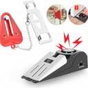 MBBEST Portable Door Lock & Door Stop Alarm,Dual Protection Security Devices Pocket Door Stopper Self Defensey Tools for Hotel Travel Home Apartment House, Red/Black