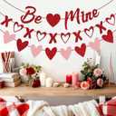 Valentine's Day Decorations - 3-Pack Pre-Strung Be Mine & XOXO & Heart Glitter Banners, No DIY Required, Romantic Decor for Home Classroom Office Wedding Party Anniversary