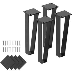 Orgerphy 12 inch Black Bench Legs Set of 4| Triangle-Shape Heavy Duty Table Legs Furniture Legs| Black Metal for Sofa Couch Dresser| Metal Legs for Coffee Table (12 inch)