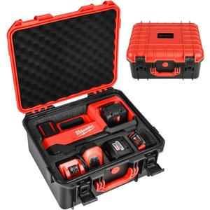 Air Compressor Case for Milwaukee M18 Inflator - Waterproof Hard Shell Air Pump Storage Bag Compatible with Milwaukee Tire Inflator 2848-20, Battery Pack 18V 3.0 to 12.0 Ah & Chargers (Case Only) (Red)